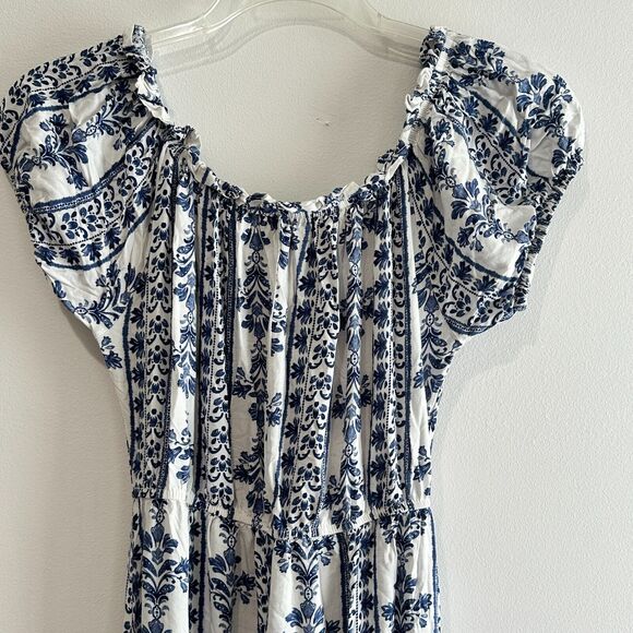 New Look High Low Ruffle‎ Peasant Maxi Dress Size M Cottagecore Boho Western - Picture 5 of 8